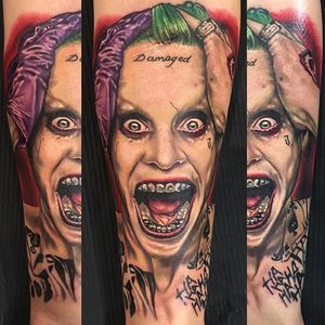 Joker Tattoo by Alex Rattray #JaredLeto #Joker #JokerTattoos #SuicideSquad #Portrait #AlexRattray
