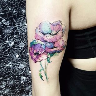 Flowery tattoo by Pablo Diaz Gordoa #PabloDiazGordoa #floral #contemporary #watercolor #flower