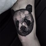 Panda by Łukasz Zglenicki #LukaszZglenicki #blackandgrey #linework #abstract #panda #animal #tattoooftheday