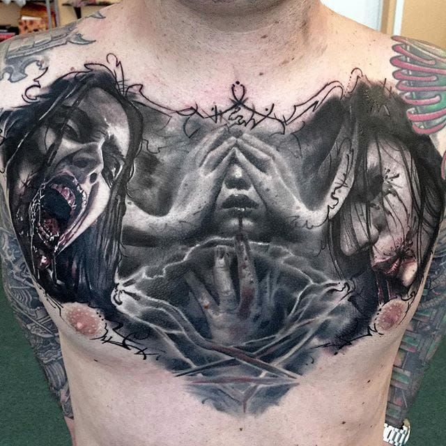 Horror chest tattoo  Best Tattoo Ideas Gallery
