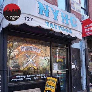 The exterior of New York Hardcore Tattoo (IG—nyhctattoos). #NYHC #NewYorkHardcoreTattoo #punkrock