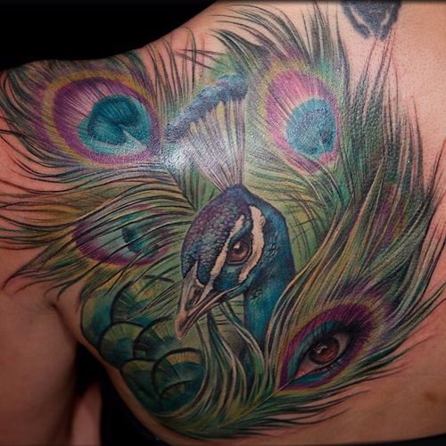 Colorful peacock piece. Tattoo by Maija Arminen. #realism #colorrealism #MaijaArminen #bird #peacock