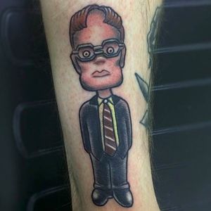 Bobblehead Dwight by Bre Alex (via IG -- little_dusty_tattoos) #brealex #theoffice #theofficetattoo