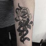 Rose and Snake by Jack Ankersen (via IG-jack_ankersen) #illustrative #black #linework #floral #flowers #rose #snake #JackAnkersen