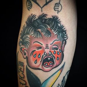 Don't cry, lil' baby. Tattoo by Pete Chilly. (Via IG - chillypete)