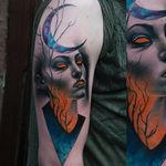 Surreal Woman Tattoo by Pawel Skarbowski #realism #abstractrealism #colorrealism #blackandgreyrealism #PawelSkarbowski