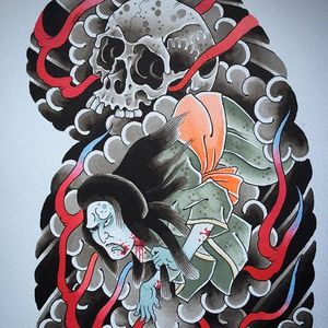 Yurei Flash by Vincent Penning #yurei #yureitattoo #japanese #japanesetattoo #japaneseghost #ghost #spirit #VincentPenning