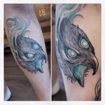 Mystic hawk tattoo by Gianpiero Cavaliere #GianpieroCavaliere #newschool #turquoise #hawk