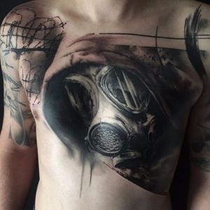 Great use of black to make this tattoo seem to pop right out of the chest. Tattoo by Florian Karg #blackandgrey #realism #hyperrealism #FlorianKarg #darkart #skulls #visciouscircletattoo #germantattooers