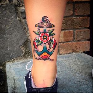 Traditional anchor tattoo by Saschi McCormack #traditional #color #anchor #SaschiMcCormack