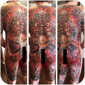 Insane Japanese full backpiece by Chris O'Donnell @codonnell_nyc #tattoodo #color #colorful #japanese #codonnell_nyc