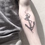 Anchor tattoo by Gus Gribouille #GusGribouille #doodle #abstract #graphic #blackwork #anchor
