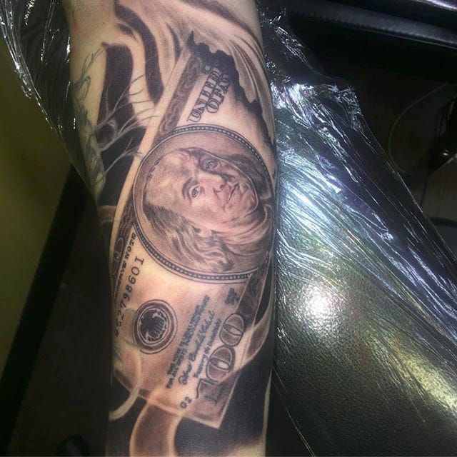 Tattoo uploaded by Servo Jefferson • Hundred dollar bill y'all. By Pfolkes (via IG -- pstrokes_tattoos) #Pfolkes #money #moneytattoo • Tattoodo