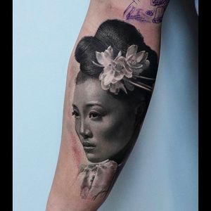 Black and Gray portrait tattoo done by Karol Rybakowski #BlackandGray #portrait #KarolRybakowski