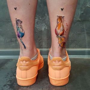 Adorable cat tattoos by Simona Blanar #SimonaBlanar #watercolor #graphic #heart #cat