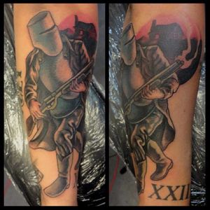 Ned Kelly Tattoo by John Avanti #NedKelly #NedKellyTattoo #OutlawTattoo #FolkloreTattoos #AustralianTattoos #JohnAvanti