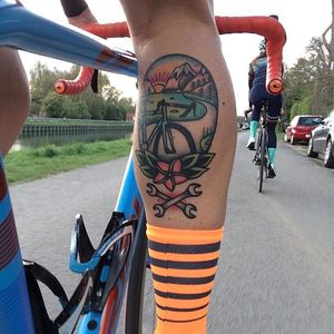 Bike tattoo by Michiel van der Born. #bike #fixie #biker #cyclist #biking #sport #traditional