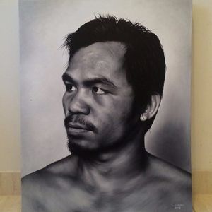 Manny Pacquiao oil painting by Chris Nieves #artshare #MannyPacquiao #chrisnieves #art #painting