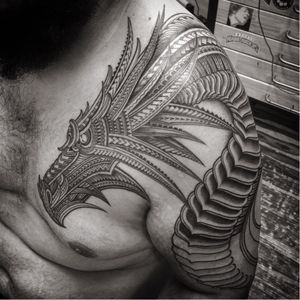 Badass dragon tattoo by Alipate Fetuli #AlipateFetuli #polynesian #ethnic #tribal #blackwork #traditional #dragon