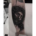Black and Grey Jesus Tattoo by Andrea Raudino #blackandgrey #Jesus #BlackandGreyJesus #Religious #Christ #AndreaRaudino