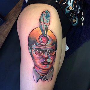 Dwight Schrute with his favorite veggie by Little Andy. (Via IG - littleandytattoos)