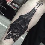Blackwork bat tattoo by Joe Mumola. #bat #blackwork #horror #dark