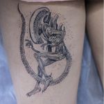 Alien tattoo by Oozy #Oozy #movietattoos #KoreanArtist #blackwork #linework #Alien #scifi #film #Ripley #RidleyScott #space #tattoooftheday