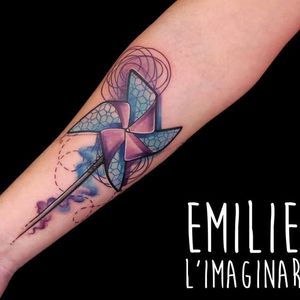 Graphic tattoo by Emilie B. #EmilieB #graphic #windspinner #watercolor