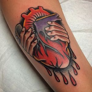 Heart Tattoo by Victor Vaclav #traditional #oldschooltattoo #classictattoos #boldwillhold #VictorVaclav