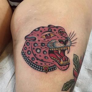 Pretty in pink via @greggletron #panther #cat #cattoo #traditional