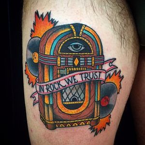 Jukebox tattoo by Luca Barbagallo #jukebox #music #traditional #LucaBarbagallo