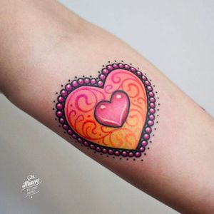 Heart tattoo #MayaKubitza #Poland #heart #color #pink