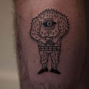 Cyclops Tattoo by Jack Watts @Tattoosforyourenemies #Tattoosforyourenemies #sangbleu #london #black #blackwork #traditional #cyclops