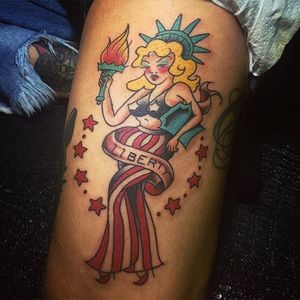 Traditional Statue of Liberty inspired pin-up by Kim Picky. #traditional #pinup #newyork #NY #statue #statueofliberty #americanflag #KimPicky