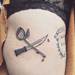 Dagger rose tattoo by Francisca Silva #ignorantart #ignorantblackwork #ignorantstyle #ignorant #dagger #rose #blackwork #blckwrk #contemporary #minimalart #minimalism #FranciscaSilva