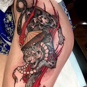 Snow Leopard Tattoo by Akos #snowleopard #neojapanese #japanese #neotraditional #contemporaryjapanese #Akos #AkosTattoo