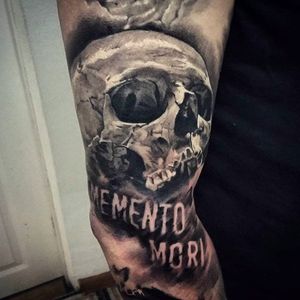 "MEMENTO MORI" awesome skull tattoo by Anastasia Forman. #AnastasiaForman #realistic #blackandgray #skull #mementomori