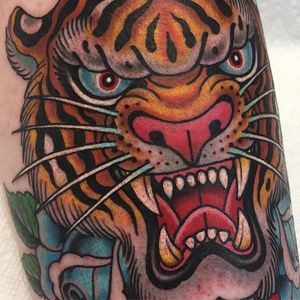 Tiger by Graham Beech #GrahamBeech #color #tiger #traditional #tattoooftheday