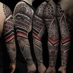 Tattoo by Manuel Zellkern #geometric #geometrictattoo #geometrictattoos #dotwork #dotworktatoo #redink #reddotwork #pattern #patterntattoo #ManuelZellkern