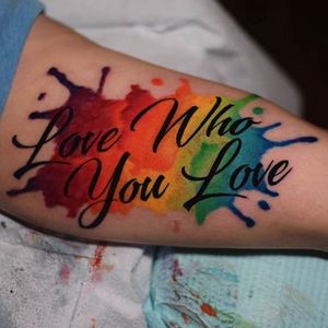 Love who you love. (via IG—texas.tattoos) #PrideTattoo #PrideFlag #LGBT #Equality #Rainbow #RainbowTattoo