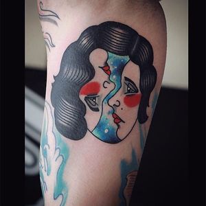 Tattoo by Partry K Hilton #TraditionalAmerican style #Gemini