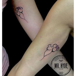Mickey and Minnie Tattoo by Mr Hyde #matchingtattoos #couplestattoos #couple #MrHyde