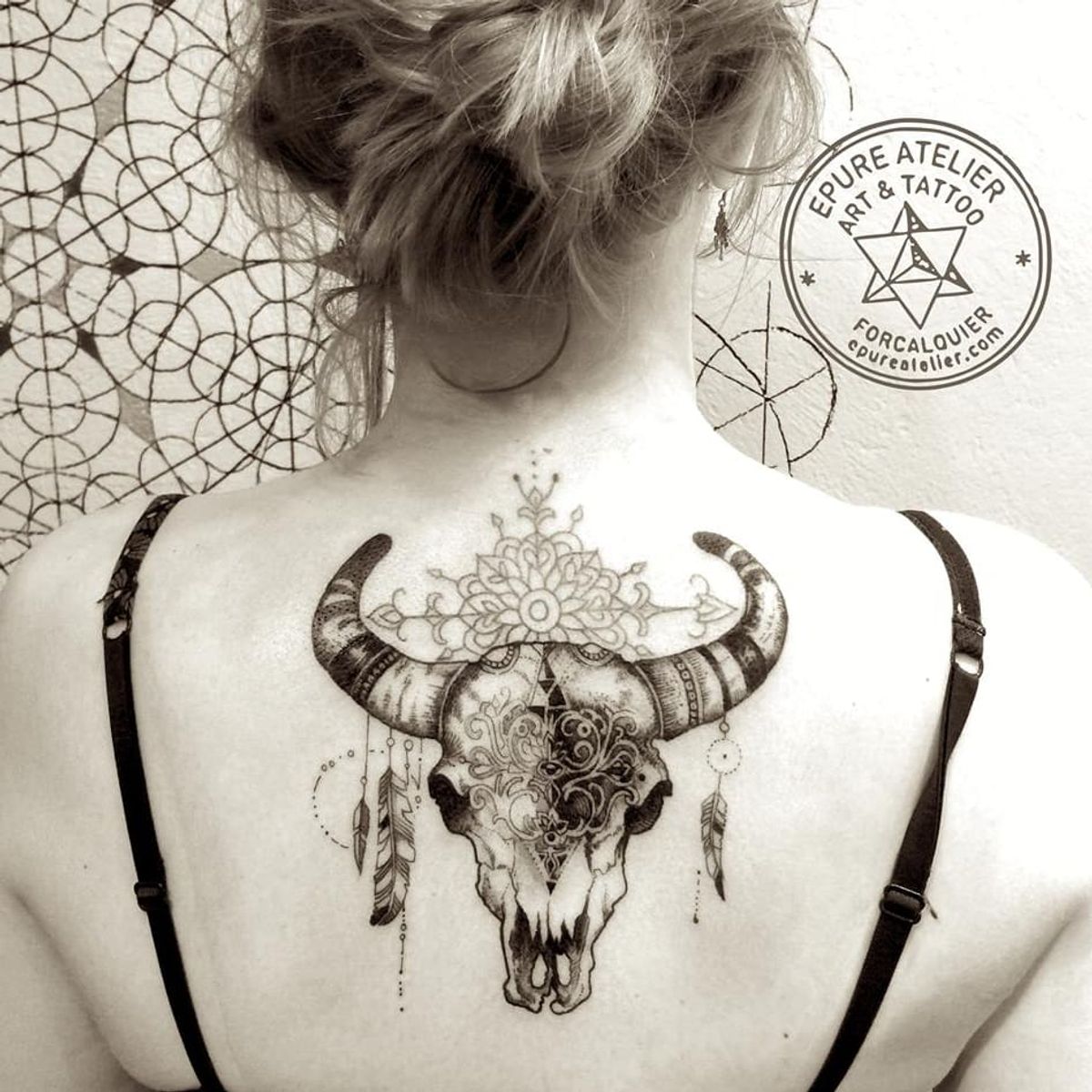 Tattoo uploaded by JenTheRipper • Cow skull tattoo by Marie Roura  #MarieRoura #graphic #spiritual #cowskull #animalskull #skull • Tattoodo