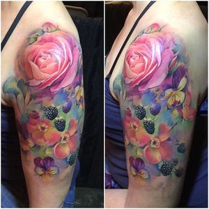 Watercolor Flora by Samantha Ford (via IG-samantha_ford_tattooers) #watercolor #flower #flora #painterlystyle #flowers #samford #samanthaford