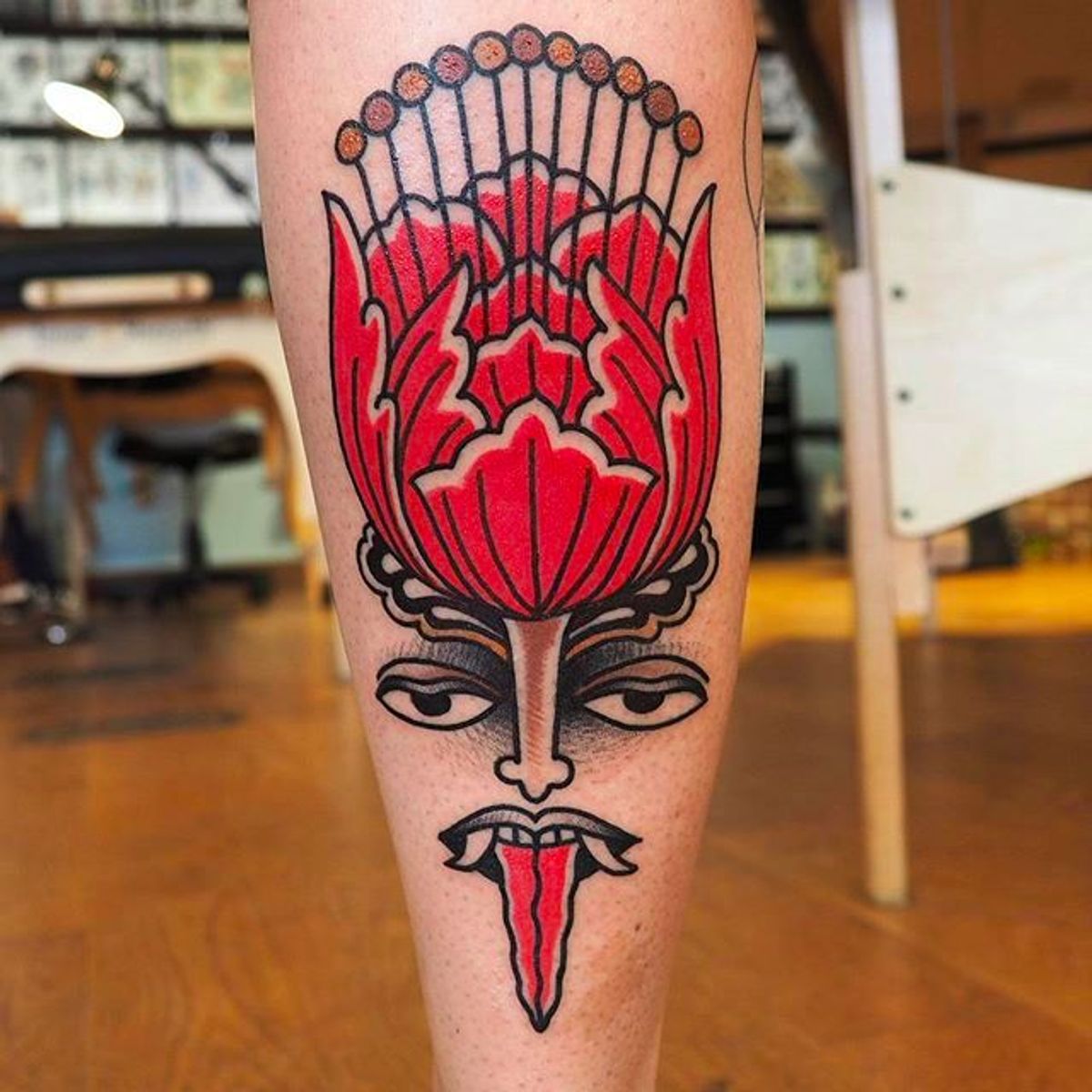 Tattoo uploaded by rcallejatattoo • Solid flower and face of Kali