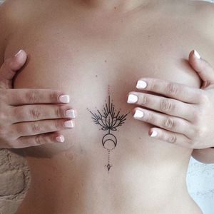 Handpoked lotus tattoo by Anya Barsukova. #AnyaBarsukova #handpoke #minimalist #sacredgeometry
