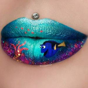 Finding Dory lip art by Jazmina Danie. #JazminaDaniel #makeupartist #lipart #makeupart #findingdory