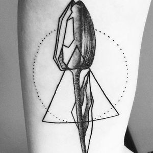 Geometric tulip tattoo by @vaskoz_tattoo. #flower #tulip #geometric #blackwork #vaskoz_tattoo