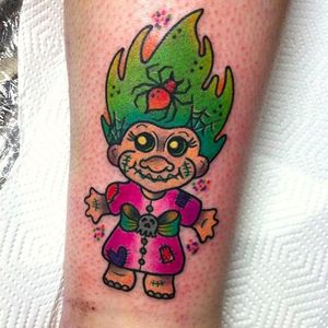 Zombie Troll doll tattoo by @Roxyryder #troll #trolldoll #trolldolltattoo #vintagetattoo #zombie