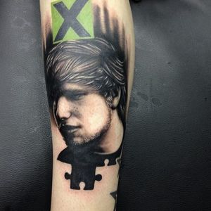 Ed Sheeran portrait tattoo by Kevin Paul #edsheeran #portrait #celebritytattooartist #kevinpaul